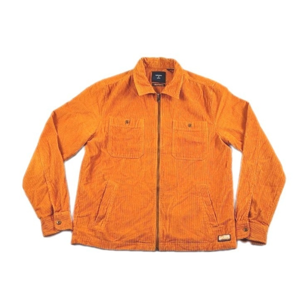 Superdry California Shorebreak Corduroy Overshirt Full Zip Shacket Men M Orange